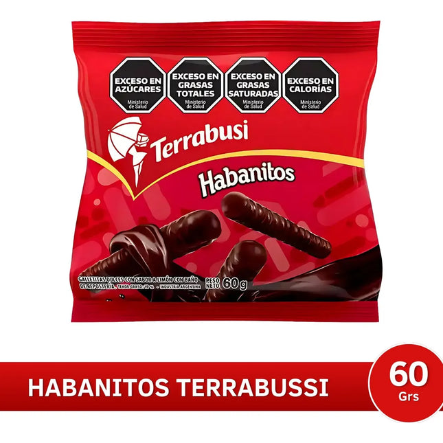 Mini Habanitos Terrabusi rellenos recubiertos de chocolate, 60 g / 2,1 oz  (Pack 6 unidades)
