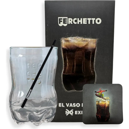 Vaso Fernet Ferchetto Botella Cortada + Posa Vaso + Revolvedor