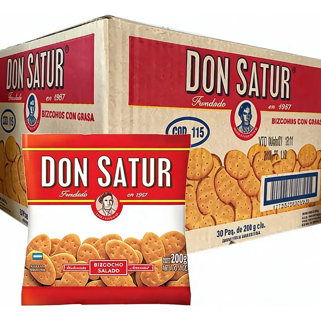 Galletas Don Satur Bizcocho de Grasa Clasico, 200 g / 7,1 oz (Box of 30)