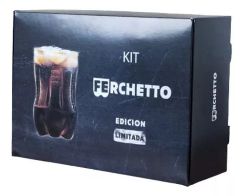 Kit - Vaso Fernet Ferchetto Botella Cortada + Posa Vaso + Revolvedor (Pack 2)