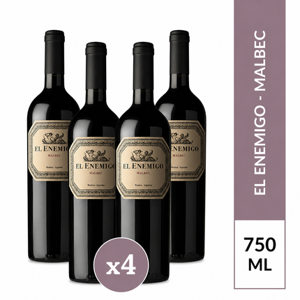 Combo de 4 Vinos Tinto El Enemigo Malbec, 750 ml / 25.3 oz