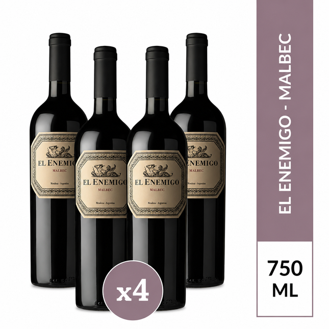 Combo de 4 Vinos Tinto El Enemigo Malbec, 750 ml / 25.3 oz