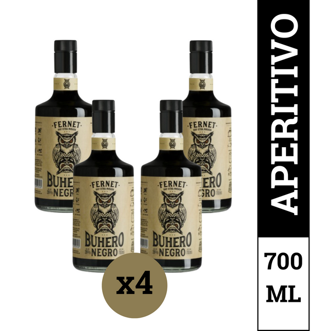 Fernet Buhero Artesanal Pack x4 botellas 700 ml fernet argentino premium herbal y amargo ideal con cola