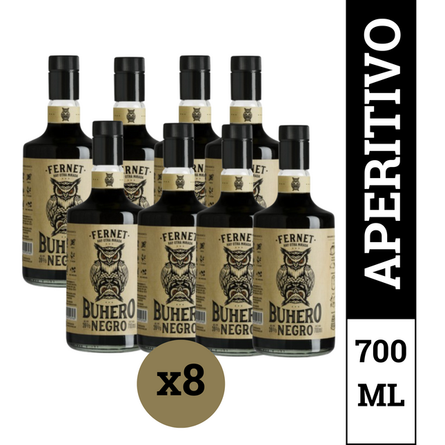 Fernet Buhero Artesanal Pack x8 botellas 700 ml fernet argentino premium herbal y amargo ideal para eventos y compartir