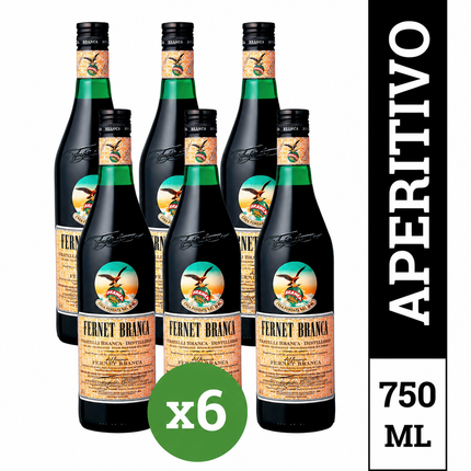Combo de 6 Fernet Argentino Branca, 750 ml / 25.36 oz