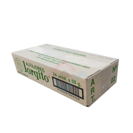 Caja de 24 Alfajores Jorgito de Membrillo rellenos con quince jelly y cobertura de azúcar, 50 g / 1.7 oz cada uno