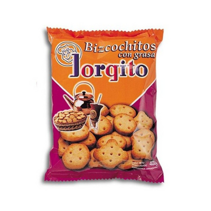 Bolsa de 400 g / 14.1 oz de Bizcochitos de Grasa Jorgito Clásicos, crocantes y salados argentinos
