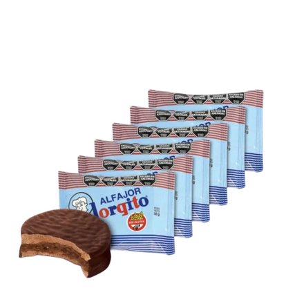 Jorgito Alfajor sin Gluten con Dulce de Leche y Chocolate – Pack 6 x 50 g / 1.76 oz