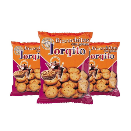Pack de 3 bolsas de Bizcochitos de Grasa Jorgito Clásicos, 400 g / 14.1 oz cada una