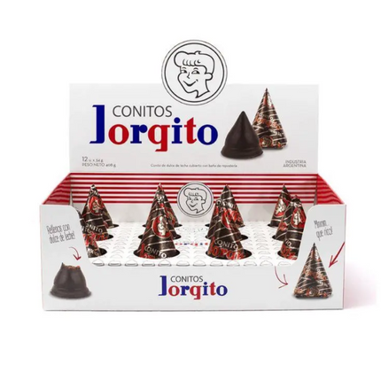 Caja de 12 Conitos Jorgito de Chocolate rellenos con Dulce de Leche, 34 g / 1.19 oz cada uno