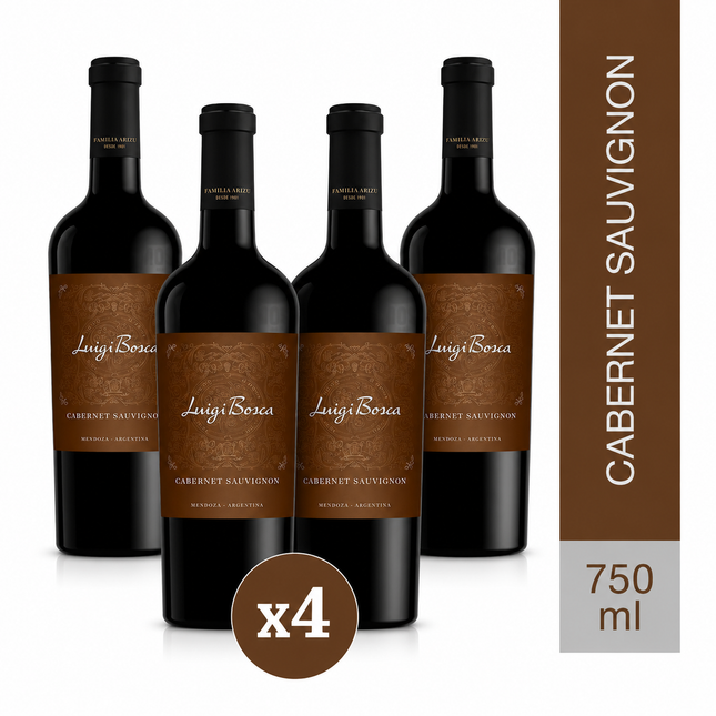 Combo de 4 Vino Tinto Luigi Bosca Cabernet Sauvignon, 750 ml / 25.3 oz