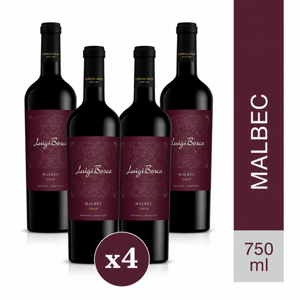 Combo de 4 Vinos Tinto Luigi Bosca Malbec, 750 ml / 25.3 oz