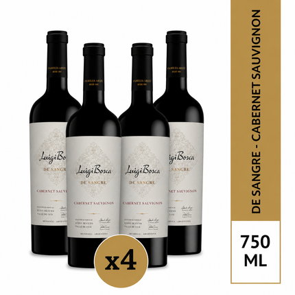 Combo de 4 Vinos Tinto Luigi Bosca De Sangre Cabernet Suavingnon, 750 ml / 25.3 oz