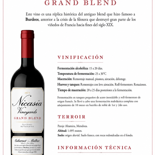 Combo de 6 Vinos Tinto Catena Zapata Nicasia Grand Blend, 750 ml / 25.36 oz