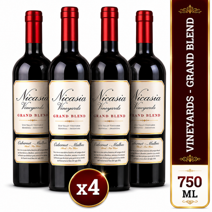 Combo de 4 Vinos Tinto Catena Zapata Nicasia Grand Blend, 750 ml / 25.36 oz