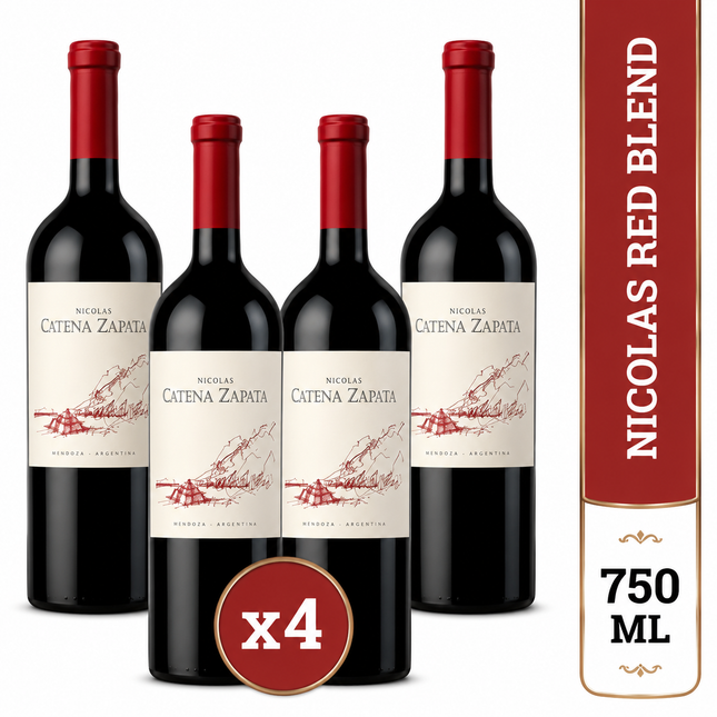 Combo de 4 Vinos Tinto Nicolás Catena Zapata Red Blend – From Mendoza, 750 ml / 25.3 oz