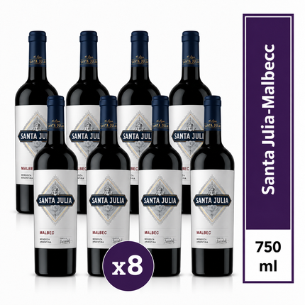 Combo de 8 Vinos Tinto Santa Julia Malbec, 750 ml / 25.36 oz