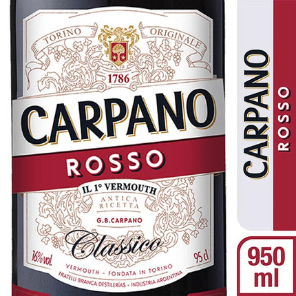 Carpano Rosso Clásico 950 ml – Vermut italiano con notas de naranja amarga y caramelo