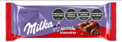 Chocolate con almendras Milka Leger aireado 110g pack 6 unidades