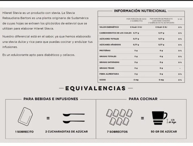 Hileret stevia edulcorante caja 400 sobres