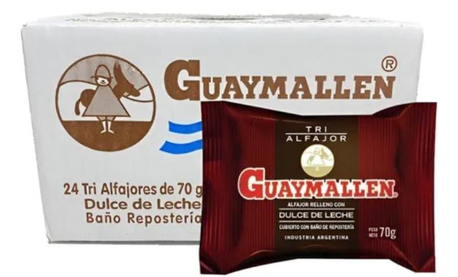 Alfajor Guaymallen Triple Chocolate con Dulce de Leche, 70 g / 2.46 oz (Original box of 24)