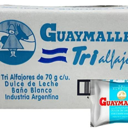 Alfajor Guaymallen Triple Blanco con Dulce de Leche, 70 g / 2.46 oz (Original box of 24)