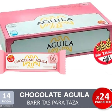 Aguila, chocolate amargo para taza, caja 24 unidades individuales de 14g