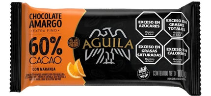 Aguila, chocolate 60% cacao, con Naranja, tableta 100g