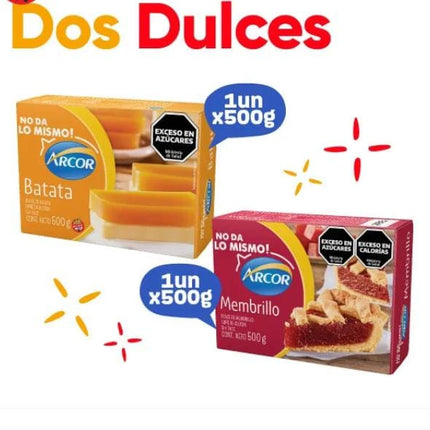 Arcor , dulce de batata /Membrillo. Combo mixto 500g cada unidad