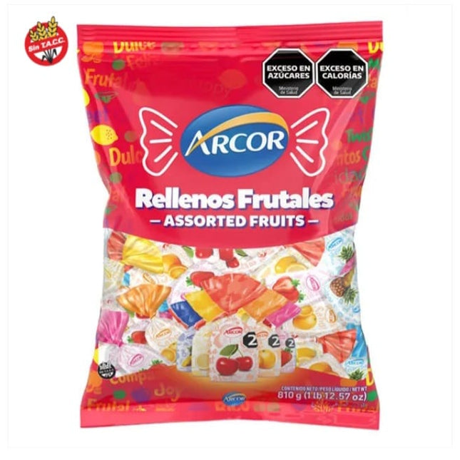 Caramelos Arcor Frutales, rellenos de dulce de fruta, bolsa 810g