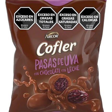 Pasas de uva  con chocolate Cofler, Arcor 100g