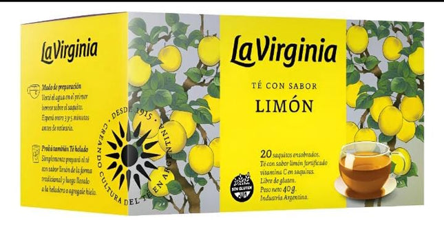 Te La Virginia de Limón. Caja 20 saquitos individuales. 40g