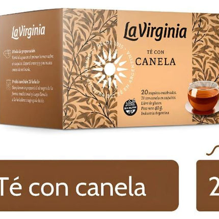Te La Virginia con Canela. Caja 20 saquitos individuales. 40g