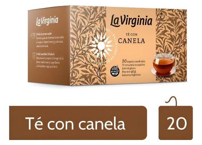 Te La Virginia con Canela. Caja 20 saquitos individuales. 40g
