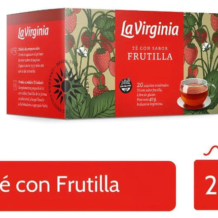 La Virginia Té con frutilla. Caja 20 saquitos individuales. 40g