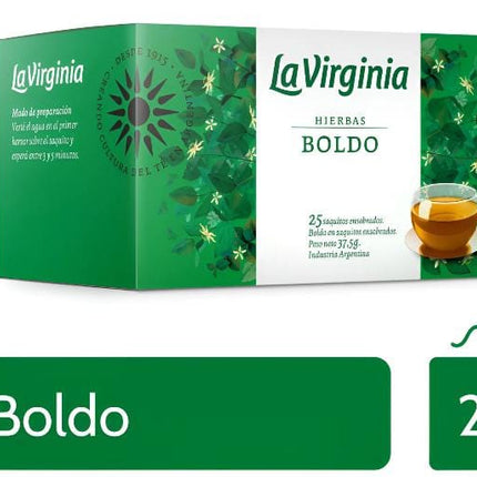Te La Virginia de Boldo. Caja 25 saquitos individuales. 37.5g