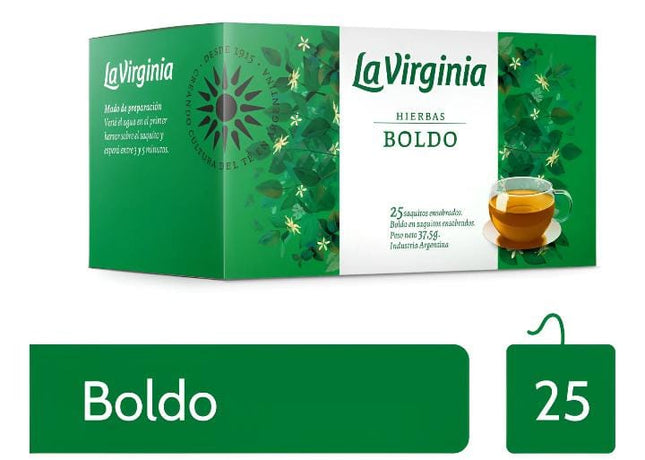 Te La Virginia de Boldo. Caja 25 saquitos individuales. 37.5g