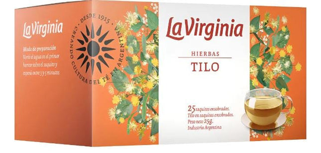 Te La Virginia de Tilo. Caja 25 saquitos individuales. 25g
