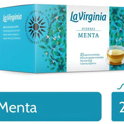 La Virginia Té de Menta. Caja 25 saquitos individuales. 25g