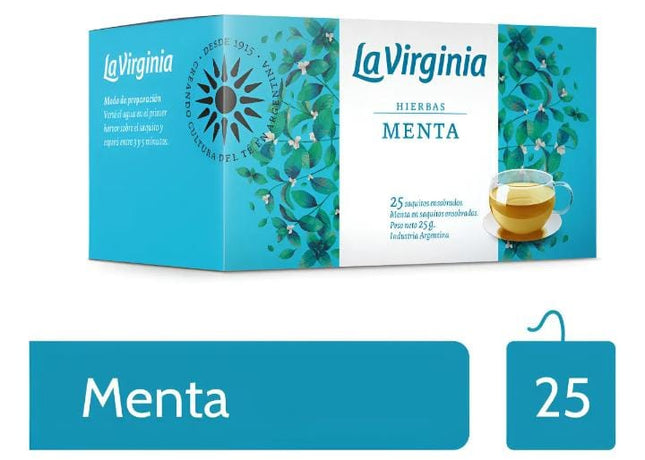 Te La Virginia de Menta. Caja 25 saquitos individuales. 25g