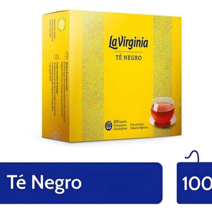Te Negro clasico La Virginia , caja 100 saquitos individuales, 200g/7.05oz