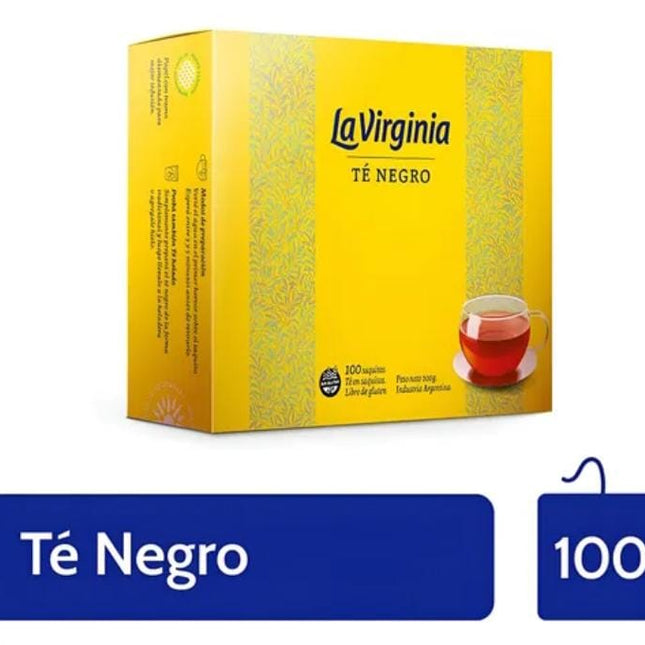 Te Negro La Virginia clasico , caja 100 saquitos individuales, 200g/7.05oz