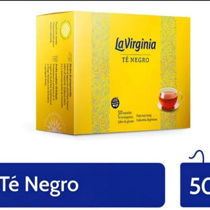 Te Negro La Virginia clasico , caja 50 saquitos individuales, 100g / 3,53oz