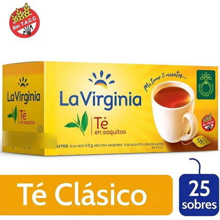 Te Negro clasico La Virginia , caja 25 saquitos individuales, 50g/1,76oz