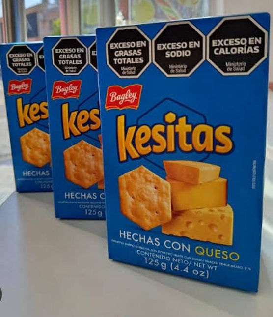 Galletitas Kesitas sabor Queso Bagley, caja 125g/4.4oz , pack por 3 cajas