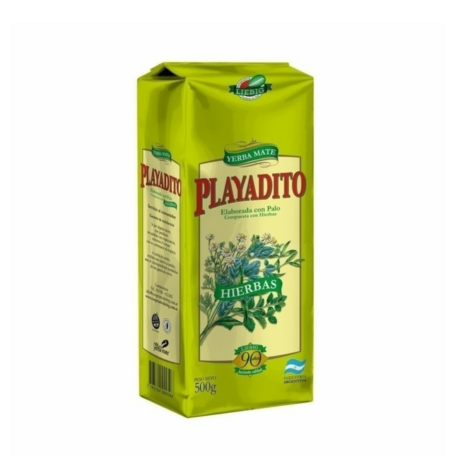 Yerba Mate Playadito con Hierbas 500 g / 17,63 oz – Yerba Argentina con Verbena, Manzanilla, Salvia y Peperina