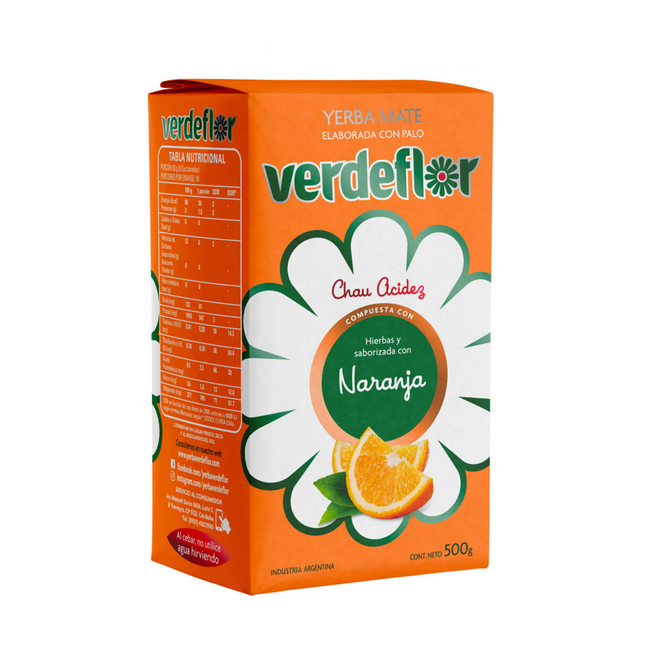 Yerba Mate Verdeflor Naranja 500 g / 17,63 oz – Yerba Argentina con Sabor Cítrico y Fresco