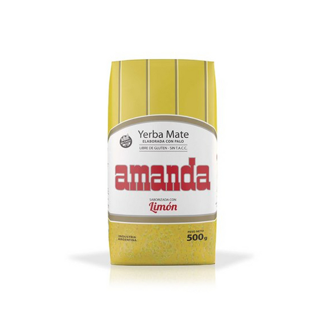 Amanda Yerba Mate Limón con Hierbas 500 g – Yerba mate argentina con blend herbal y cítrico refrescante