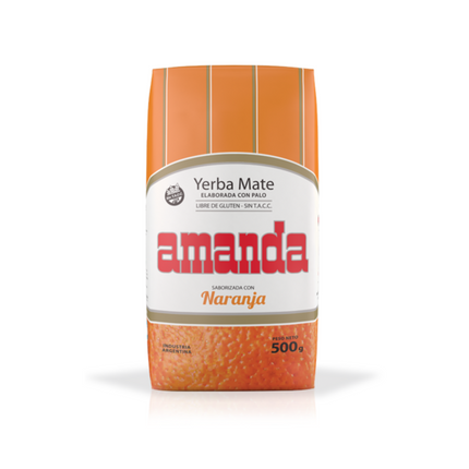 Amanda Yerba Mate Naranja con Hierbas 500 g – Yerba mate argentina con blend herbal y cítrico refrescante