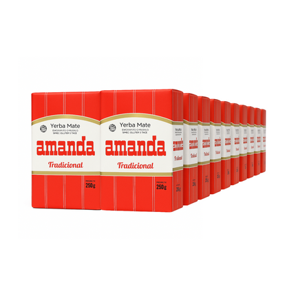 Amanda Yerba Mate Tradicional Con Palo pack x10 de 250 g – Yerba mate argentina suave, clásica y equilibrada